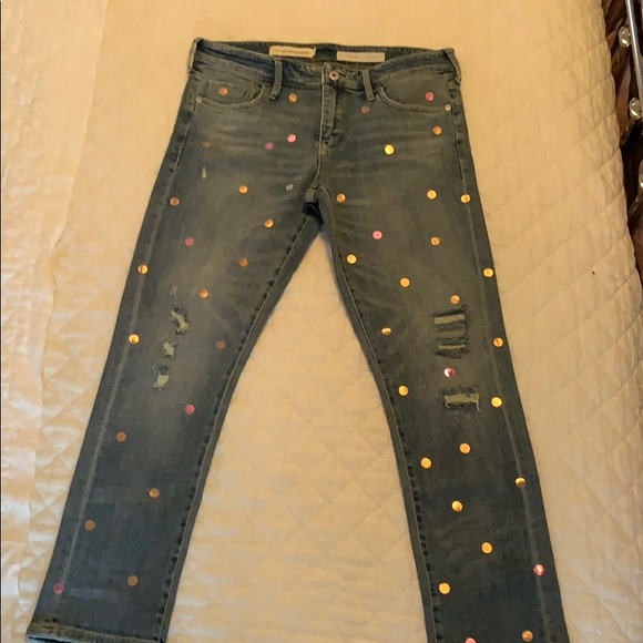 Anthropologie Denim - Anthropologie Metallic Polk-a-Dot jeans!! Too cute